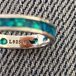 Aqua turquoise colored sterling silver 925 ring size 6.5